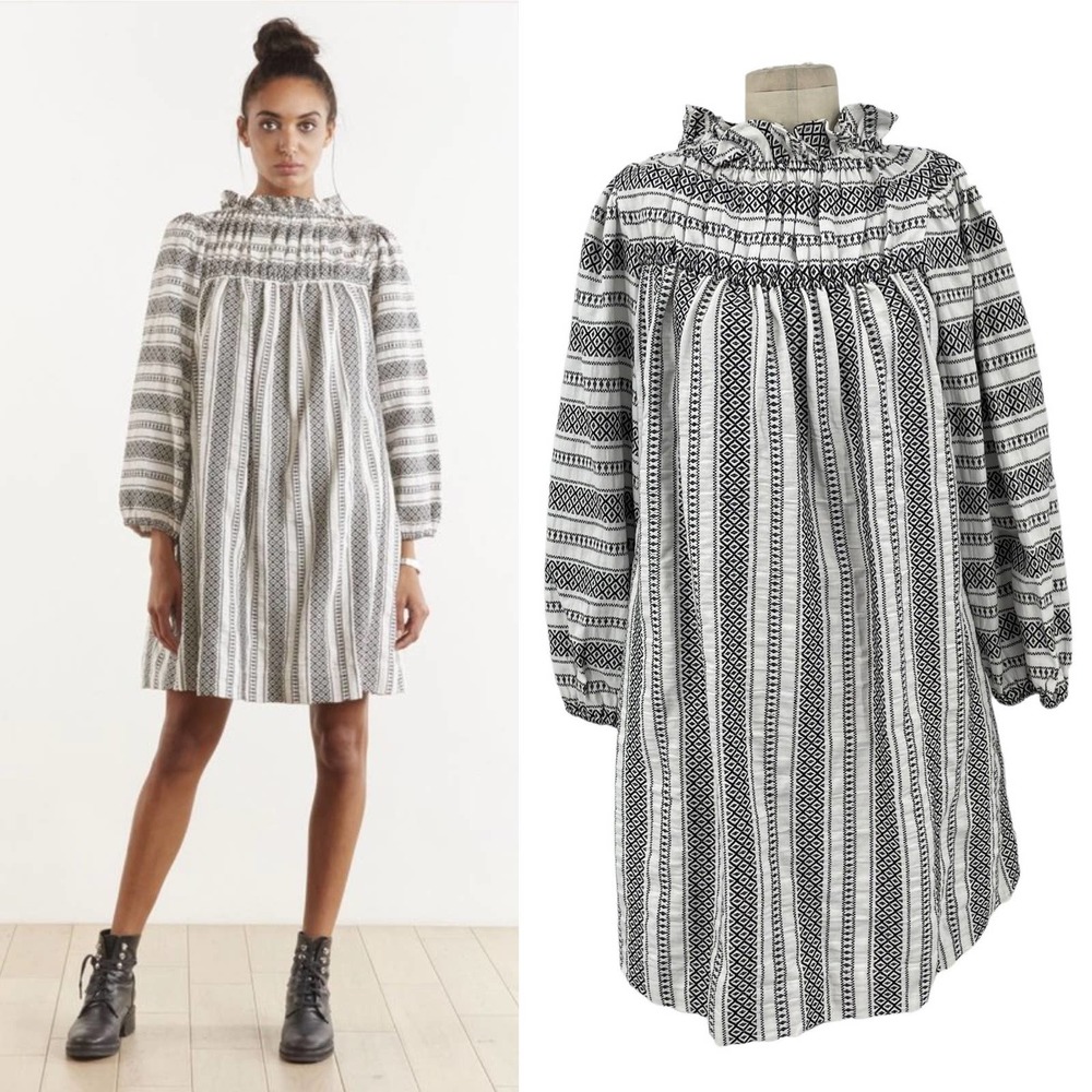 The Odells Giva Gathered Neck Mini Dress Imperial Jacquard Size Medium